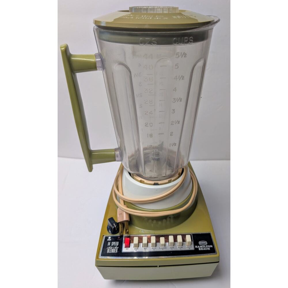 Vtg Hamilton Beach 14-Speed Blender 5.5 Cup Avocado Green Scovill 606 USA Made